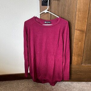 Women's Maroon Crew Neck Sweater with Back Buttons detail